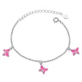 925 Sterling Silber Schöne Rosa Schmetterlingsanhänger Armband
