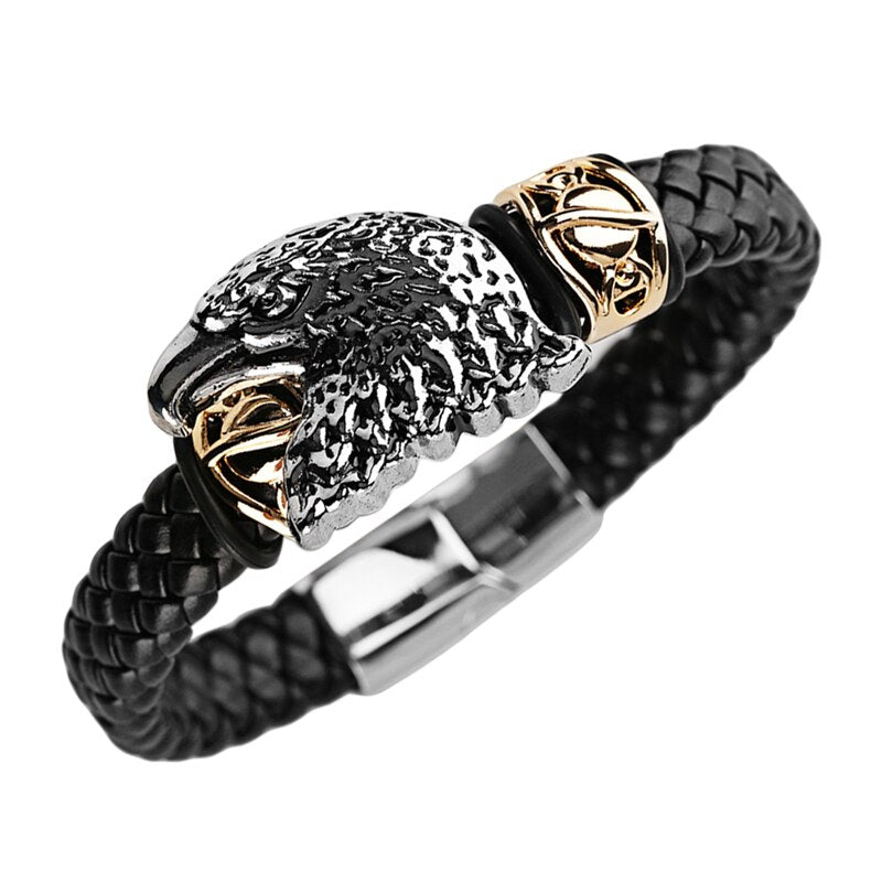 Stylish Eagle Head Woven Lederarmband Für Männer Und Frauen