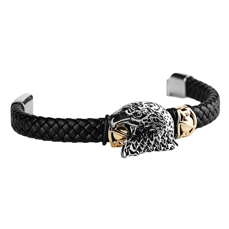 Stylish Eagle Head Woven Lederarmband Für Männer Und Frauen