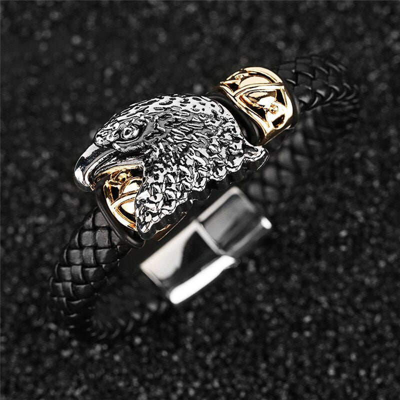 Stylish Eagle Head Woven Lederarmband Für Männer Und Frauen