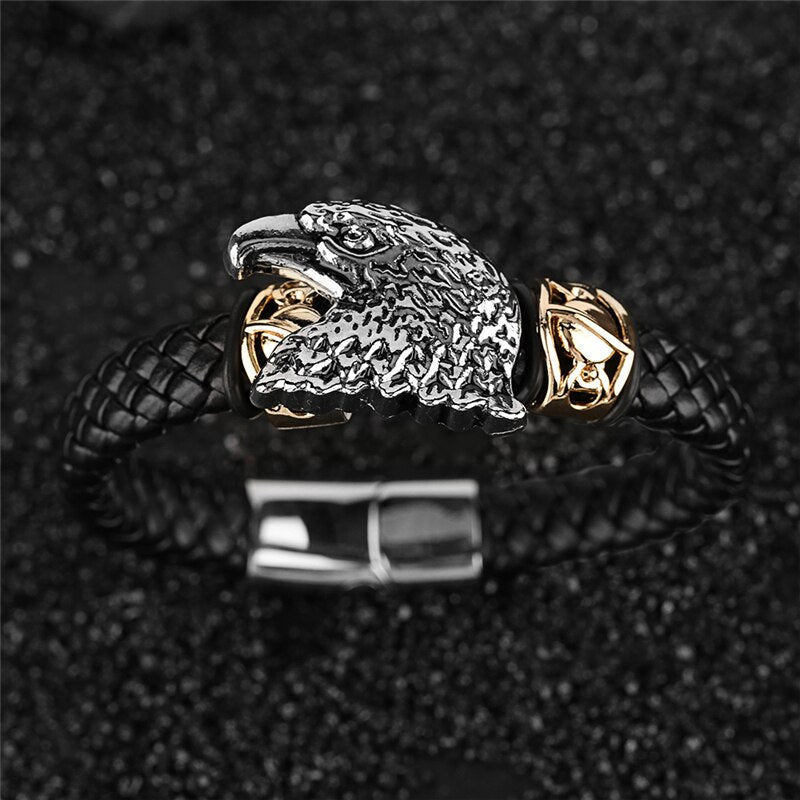 Stylish Eagle Head Woven Lederarmband Für Männer Und Frauen