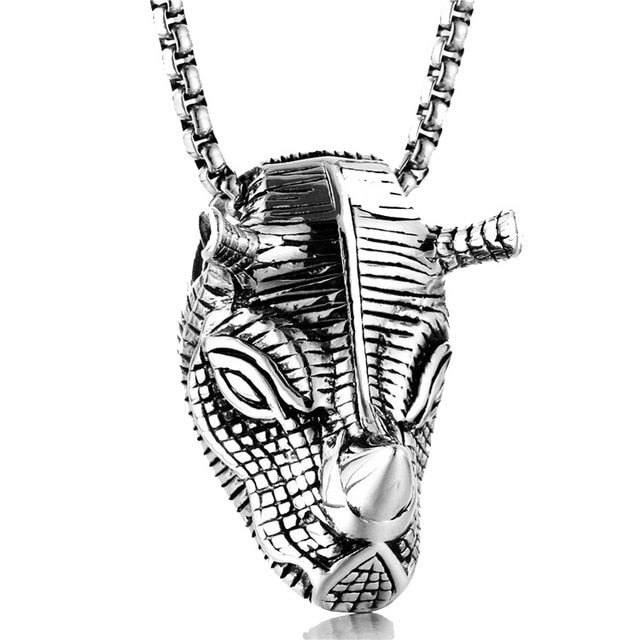 Bling Rhinoceros Head Edelstahl Anhänger Halsketten Männer Schmuck