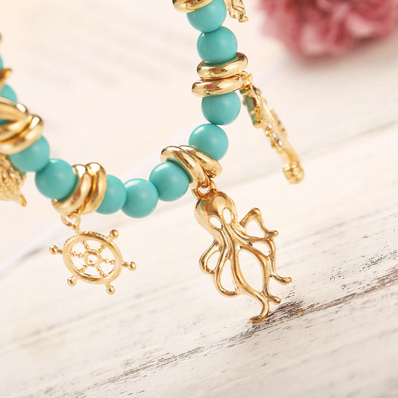 Bohemian Sea Creature Anhänger Und Perlen Fußkettchen Für Frauen