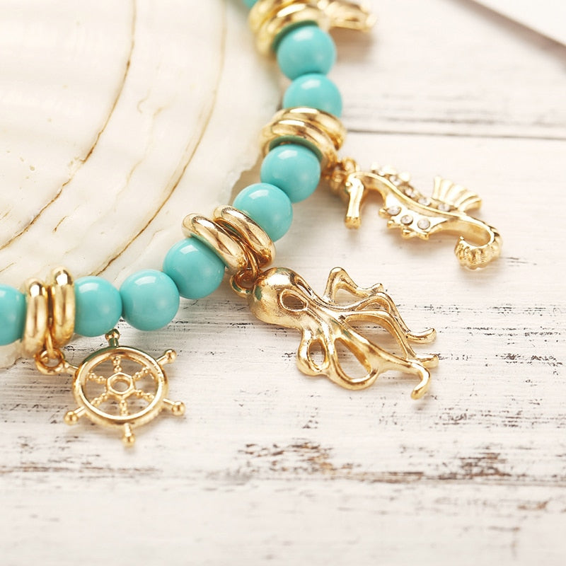 Bohemian Sea Creature Anhänger Und Perlen Fußkettchen Für Frauen