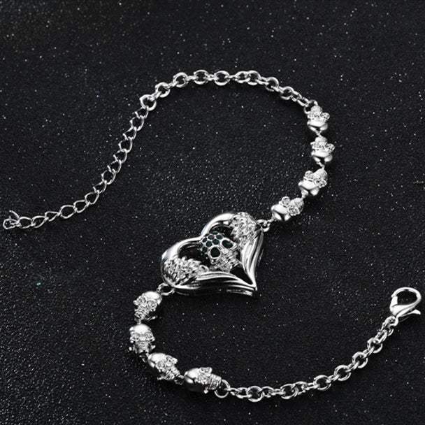 Herzengel Und Gotischer Schädel Kubisches Zirkonia  Vintage  Armband