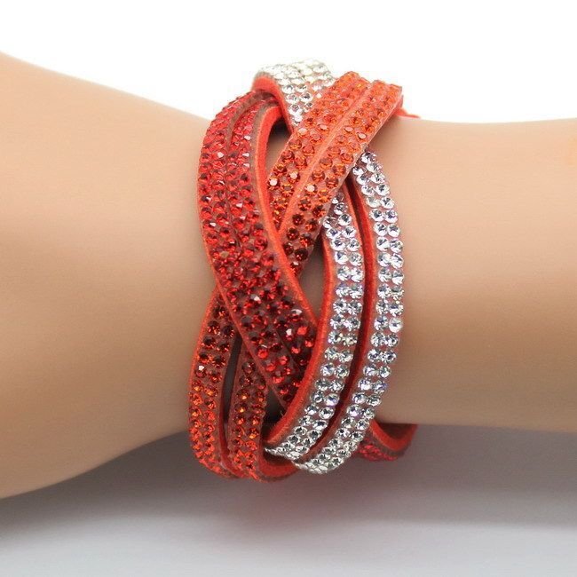 Geflochtenes Strass-Lederarmband