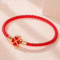 Vierblättriges Kleeblatt geflochtenes Lederarmband