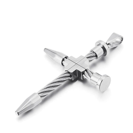 Edelstahldrahtkabelkreuz  Anhänger Halskette Für Männer