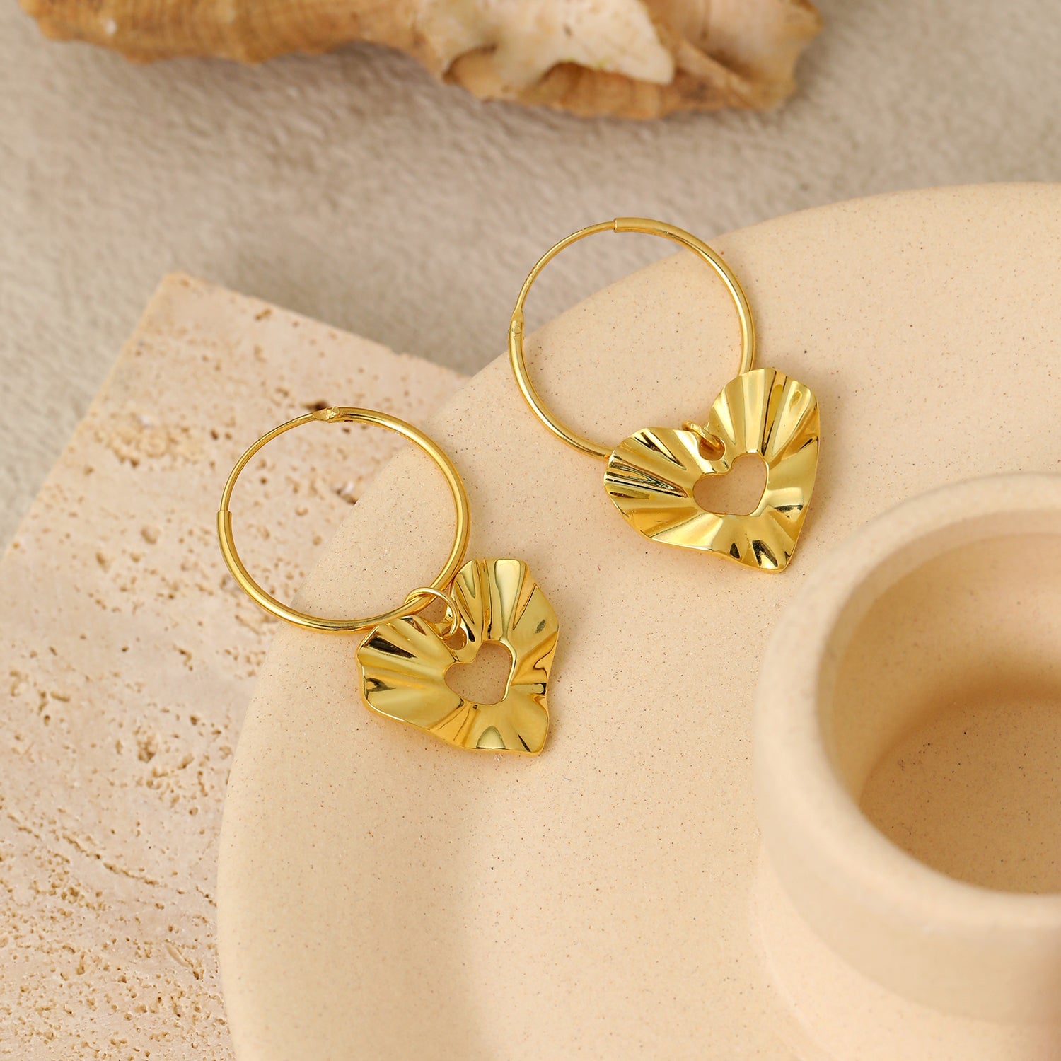 Ozean-Herz-Welle-Ohrringe aus 925er-Sterlingsilber