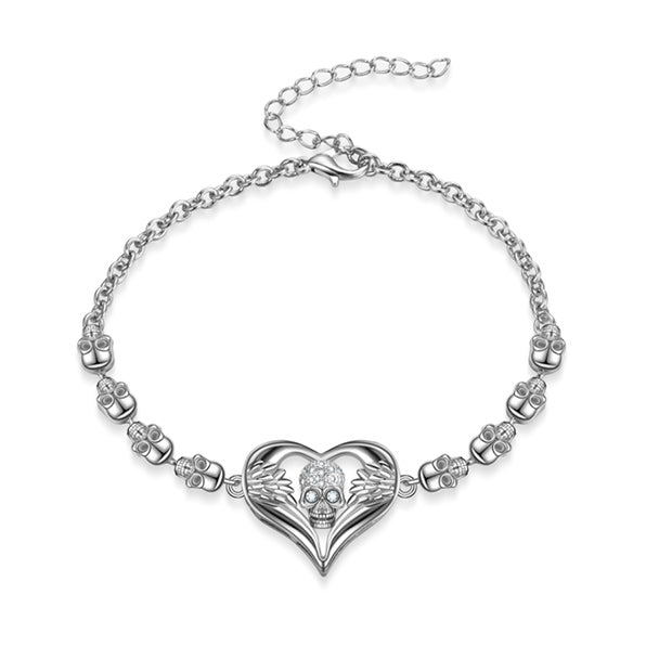 Herzengel Und Gotischer Schädel Kubisches Zirkonia  Vintage  Armband