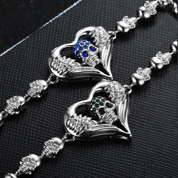 Herzengel Und Gotischer Schädel Kubisches Zirkonia  Vintage  Armband