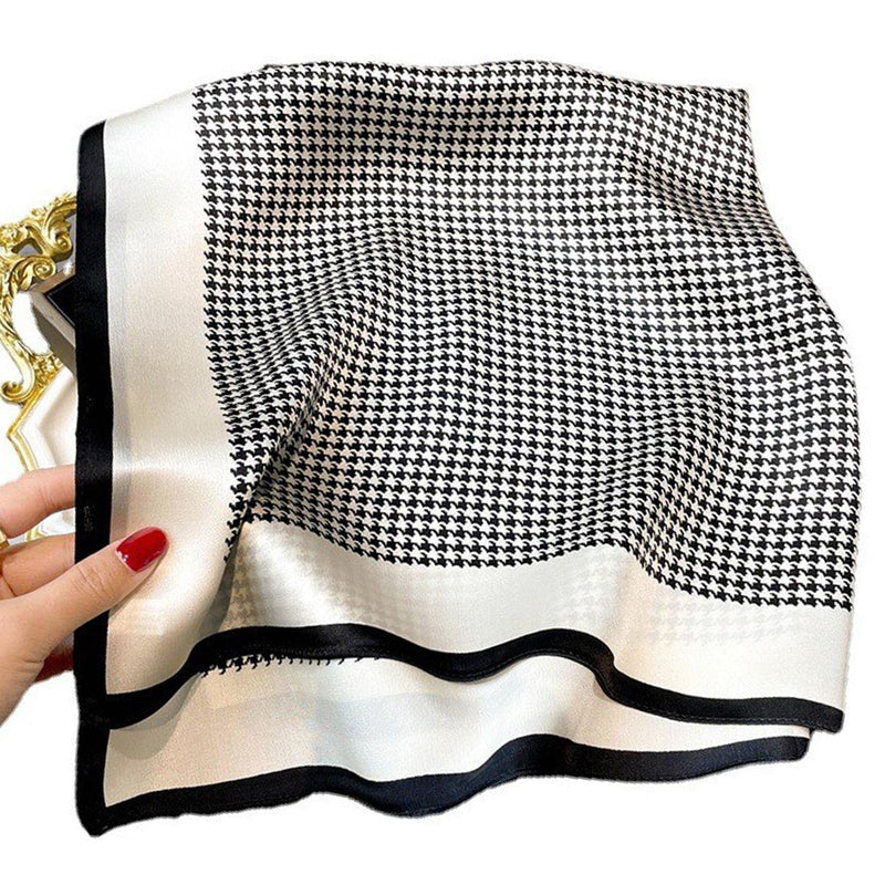 Sophie Houndstooth Imitation Silk Bandana Schalel