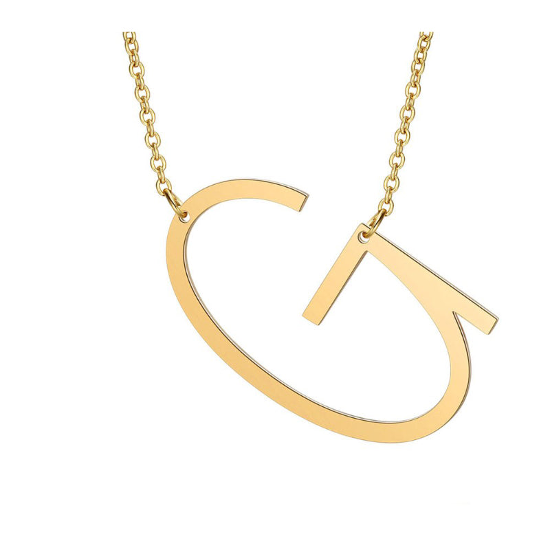 Übergroße Seitwärts Ein Z Anfänglicher Brief Personalisierte Halsketten