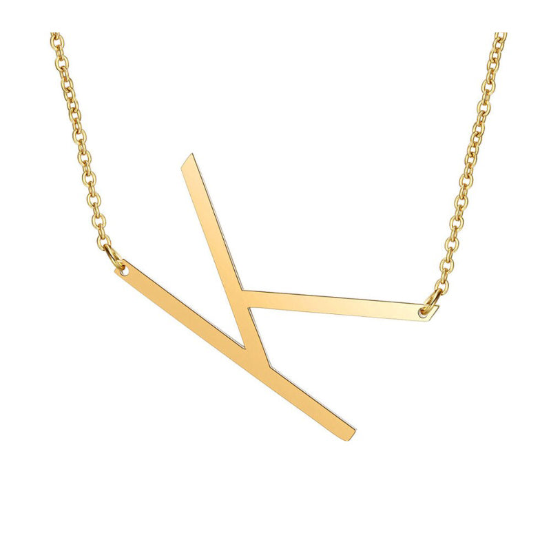 Übergroße Seitwärts Ein Z Anfänglicher Brief Personalisierte Halsketten