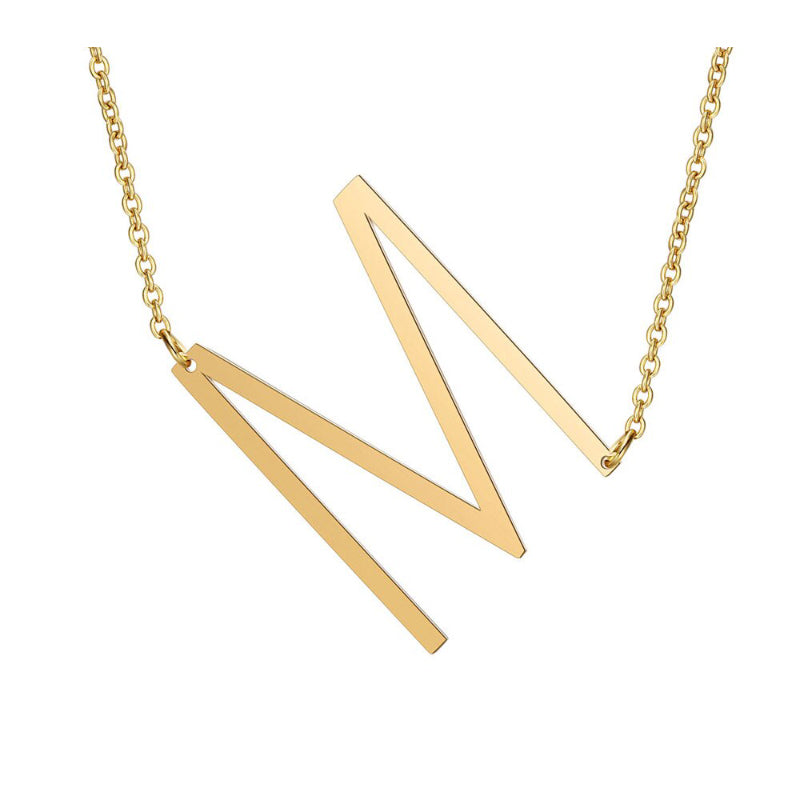 Übergroße Seitwärts Ein Z Anfänglicher Brief Personalisierte Halsketten