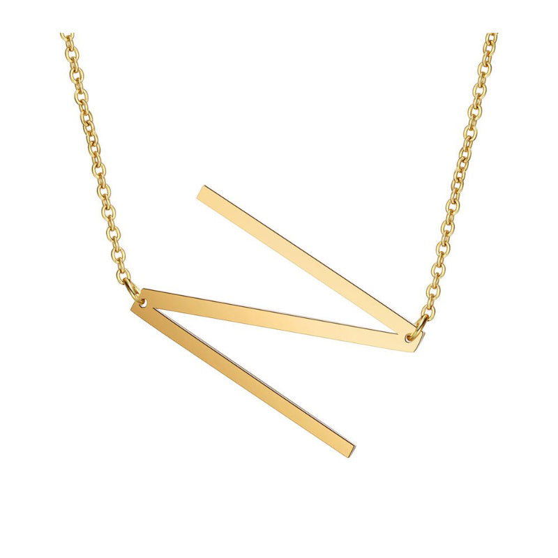 Übergroße Seitwärts Ein Z Anfänglicher Brief Personalisierte Halsketten