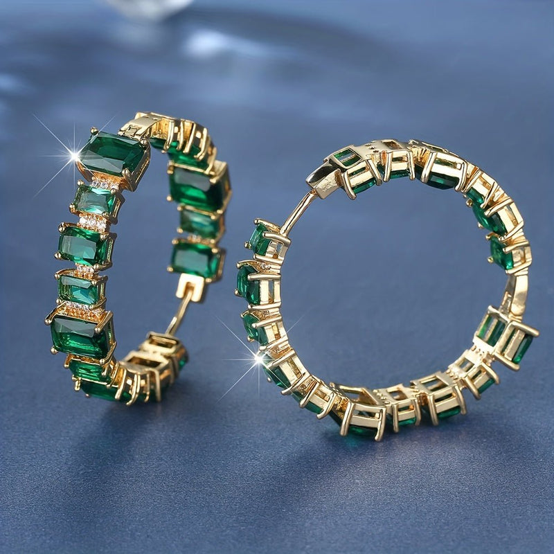 Viola Emerald Shine Hoops