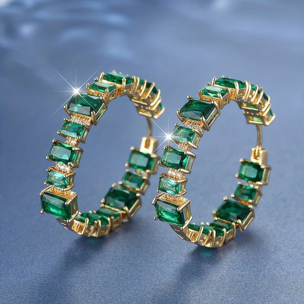 Viola Emerald Shine Hoops