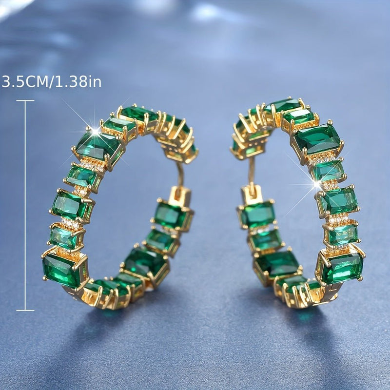 Viola Emerald Shine Hoops