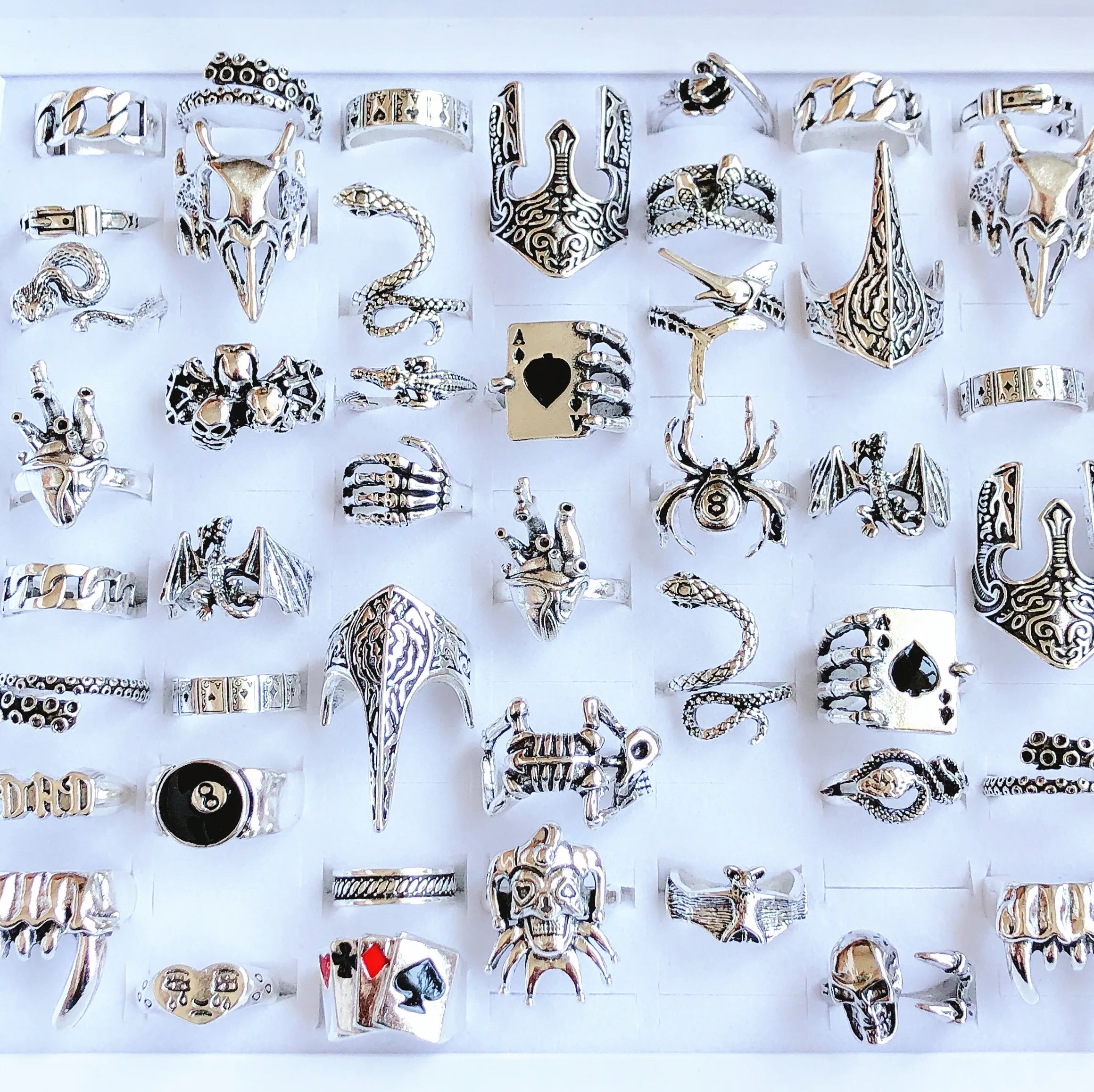 Punk Ring Set für Männer | Großhandel Totenkopf Ringe | Verschiedene Männer Ringe | Schmuckset Goth